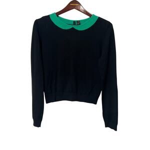 H&M Navy Blue & Green Scallop Trim Sweater, Size 6, KB373